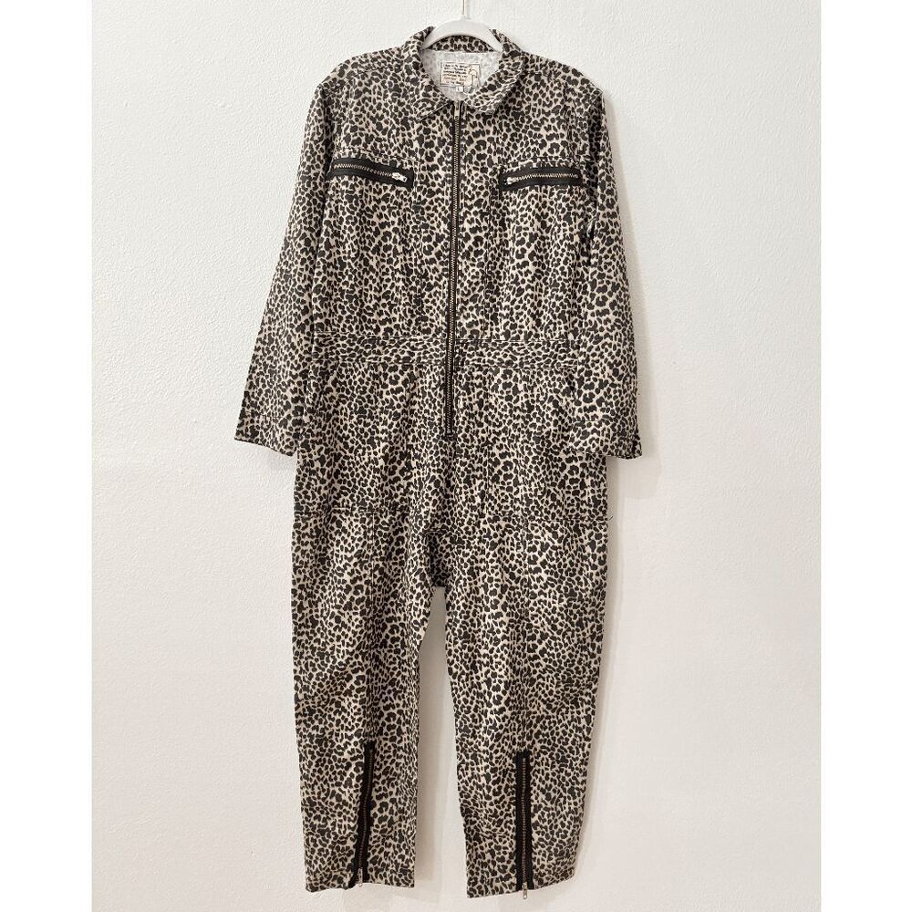 Brand New Sandrine Rose Boiler Jump Suit Leopard Print NWT Size L